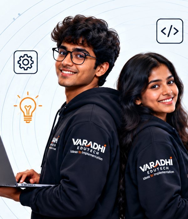 Varadhi Edutech students with laptops